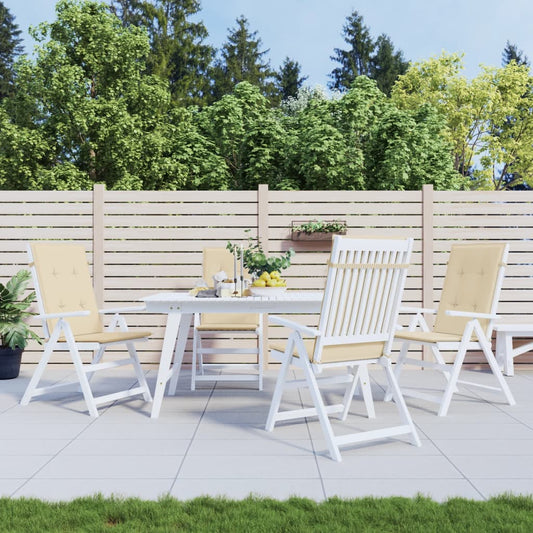 Coussins de chaise de jardin pour chaises à dossier haut 4 pièces. Tissu beige 120x50x3cm