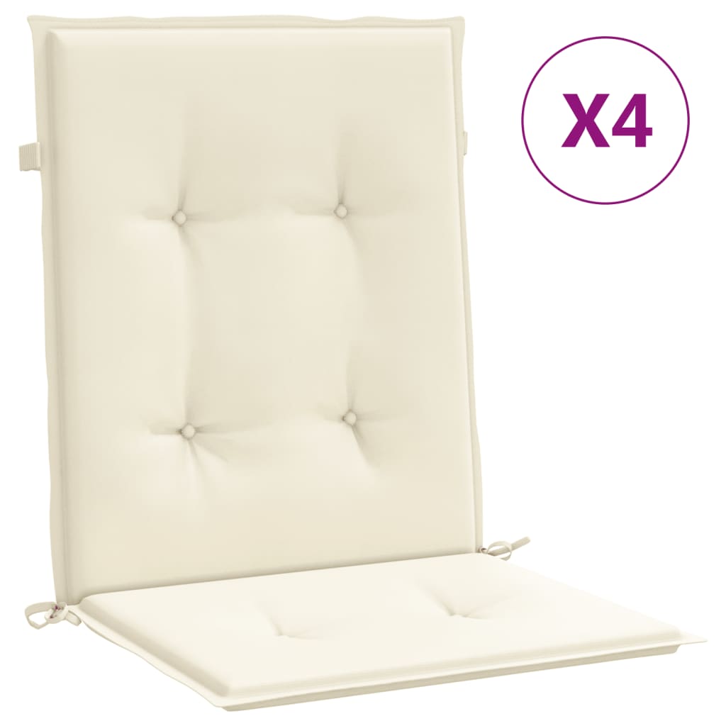 Garden chair cushions for low-back chairs 4 pieces cream 100x50x3 cm