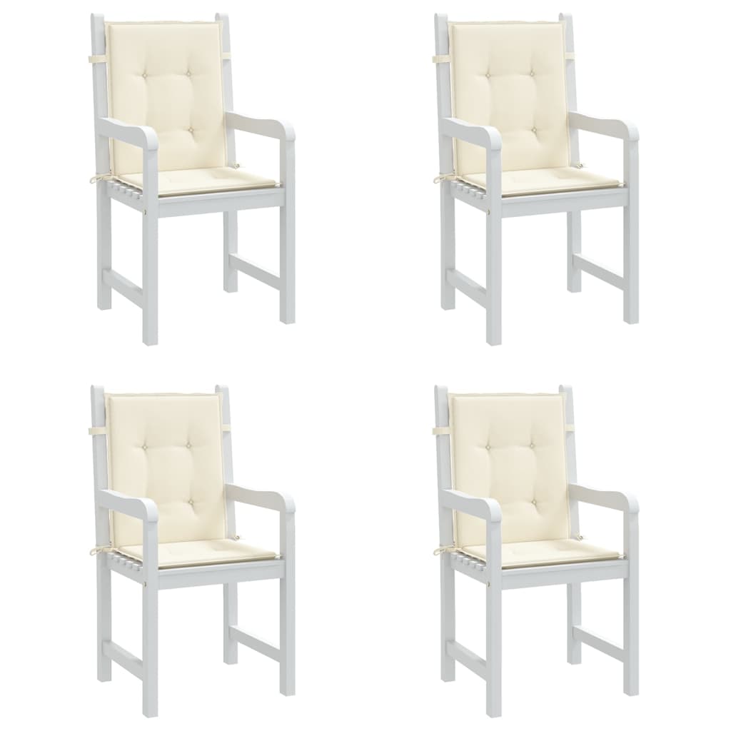 Garden chair cushions for low-back chairs 4 pieces cream 100x50x3 cm