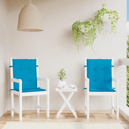Coussins de chaise de jardin pour chaises à dossier bas, 2 pièces, bleu, 100x50x3 cm