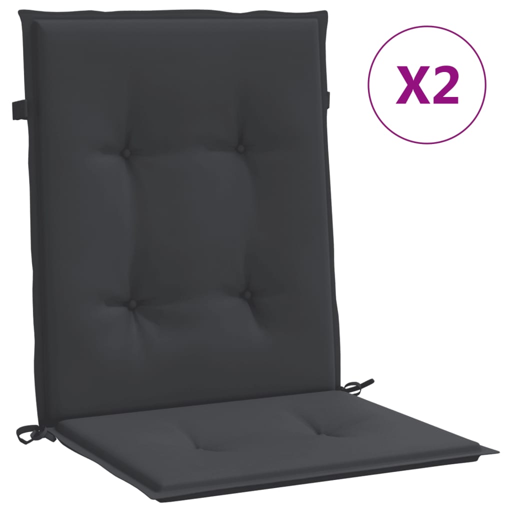 Garden chair cushions for low-back chairs 2 pieces black 100x50x3cm