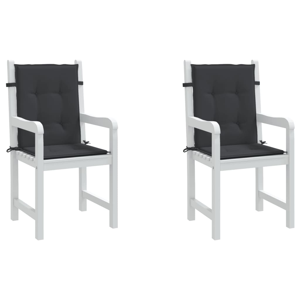 Garden chair cushions for low-back chairs 2 pieces black 100x50x3cm