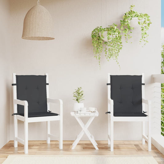 Coussins de chaise de jardin pour chaises à dossier bas 2 pièces noir 100x50x3cm