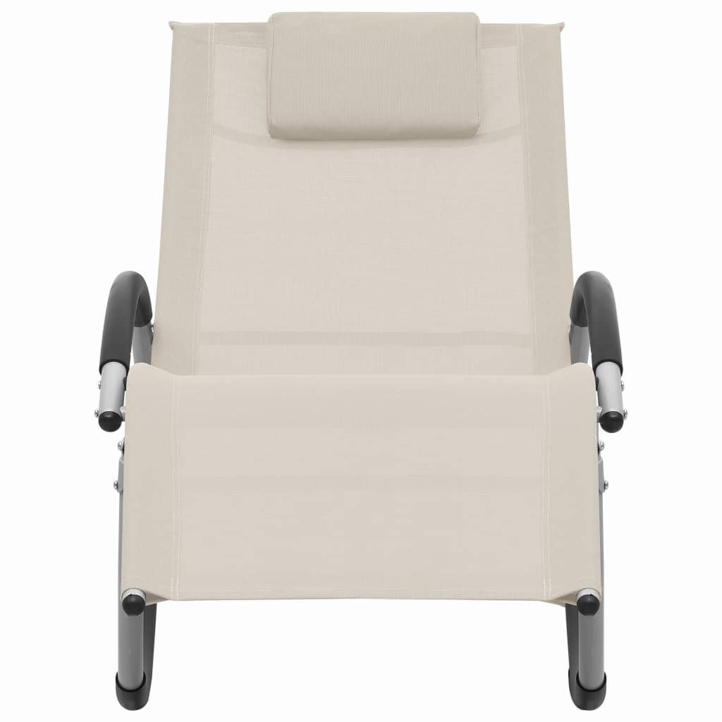 Bain de soleil avec coussin Textilène Crème