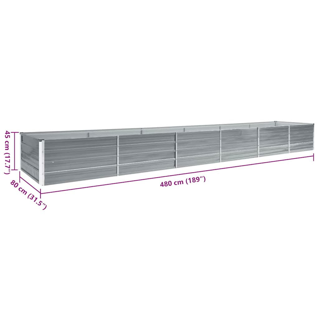 Garten-Hochbeet Verzinkter Stahl 480x80x45 cm Grau