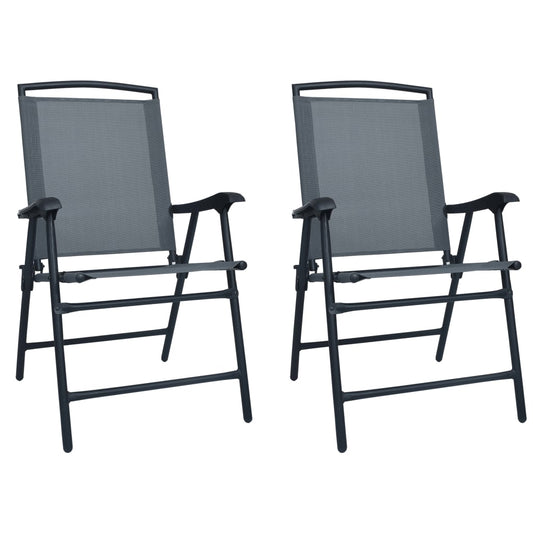 Folding garden chairs 2 pcs. Textilene Gray