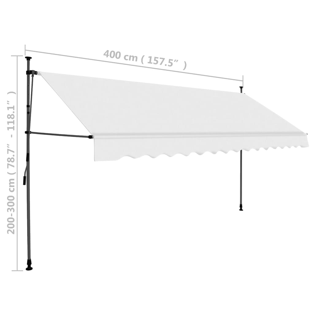 Einziehbare Markise Handbetrieben mit LED 400 cm Creme