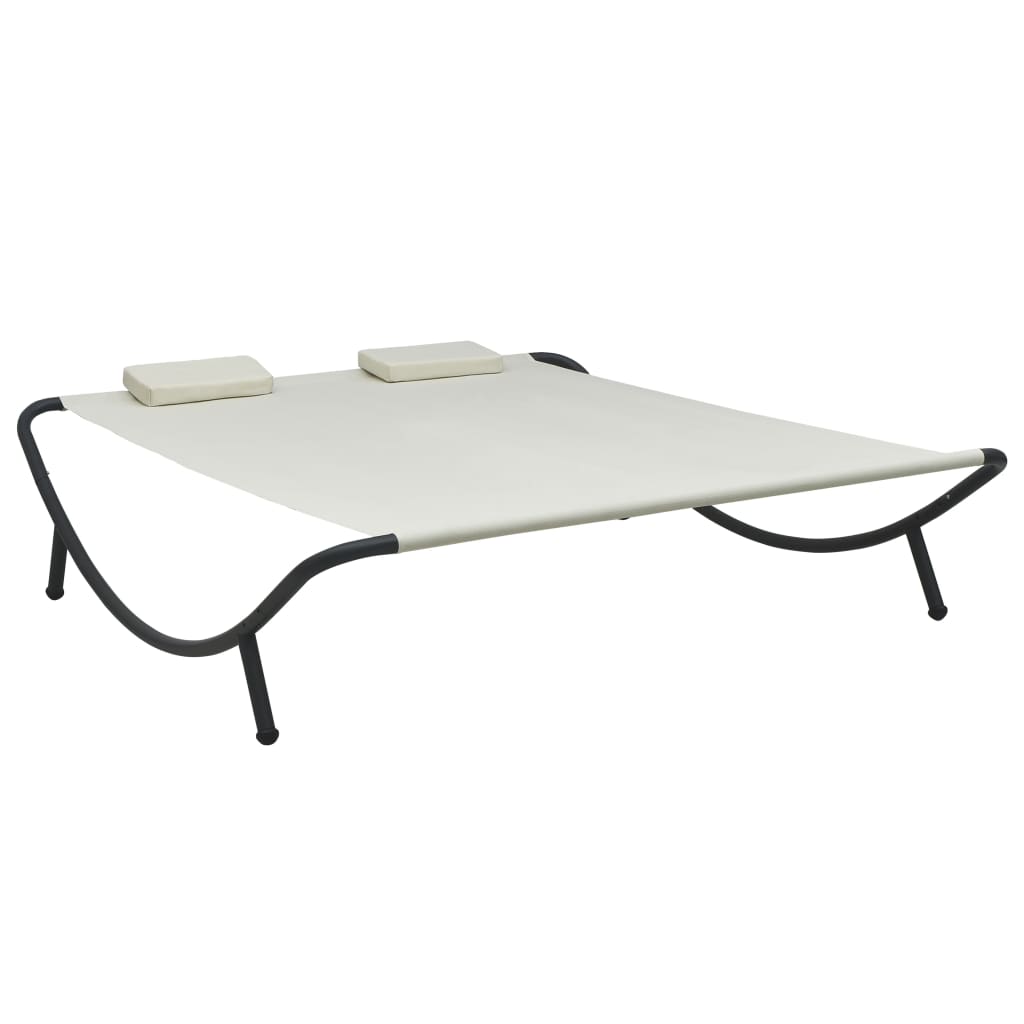 Lit lounge extérieur tissu blanc crème