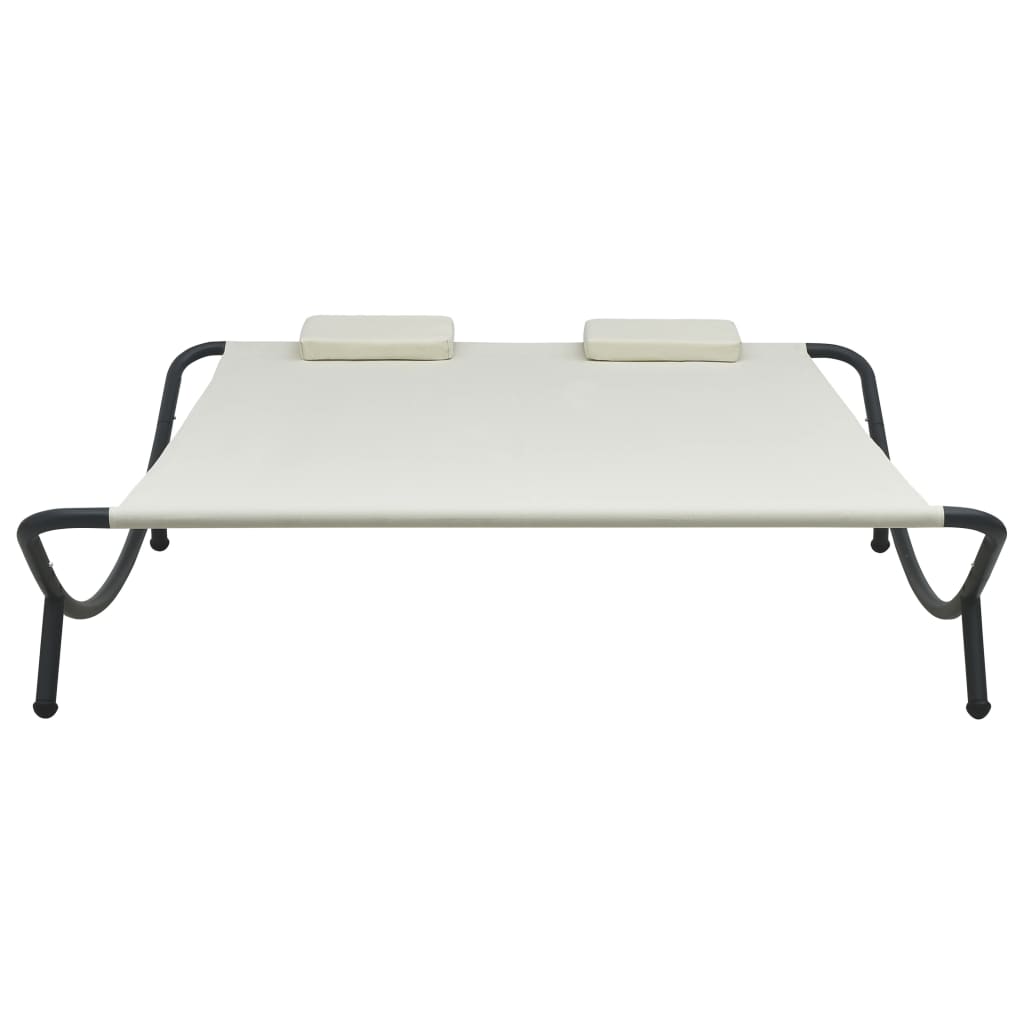 Lit lounge extérieur tissu blanc crème