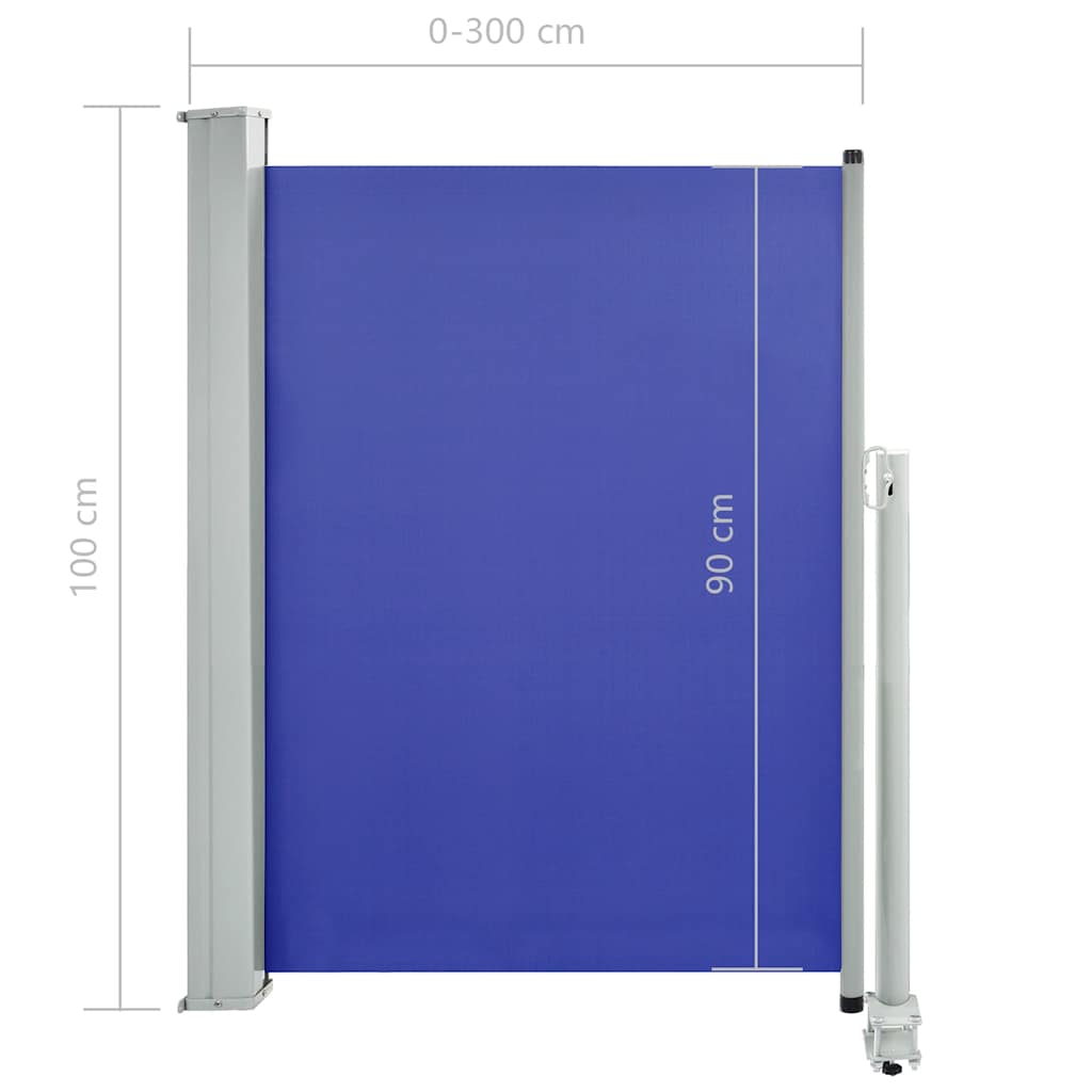Auvent latéral extensible 100x300 cm bleu