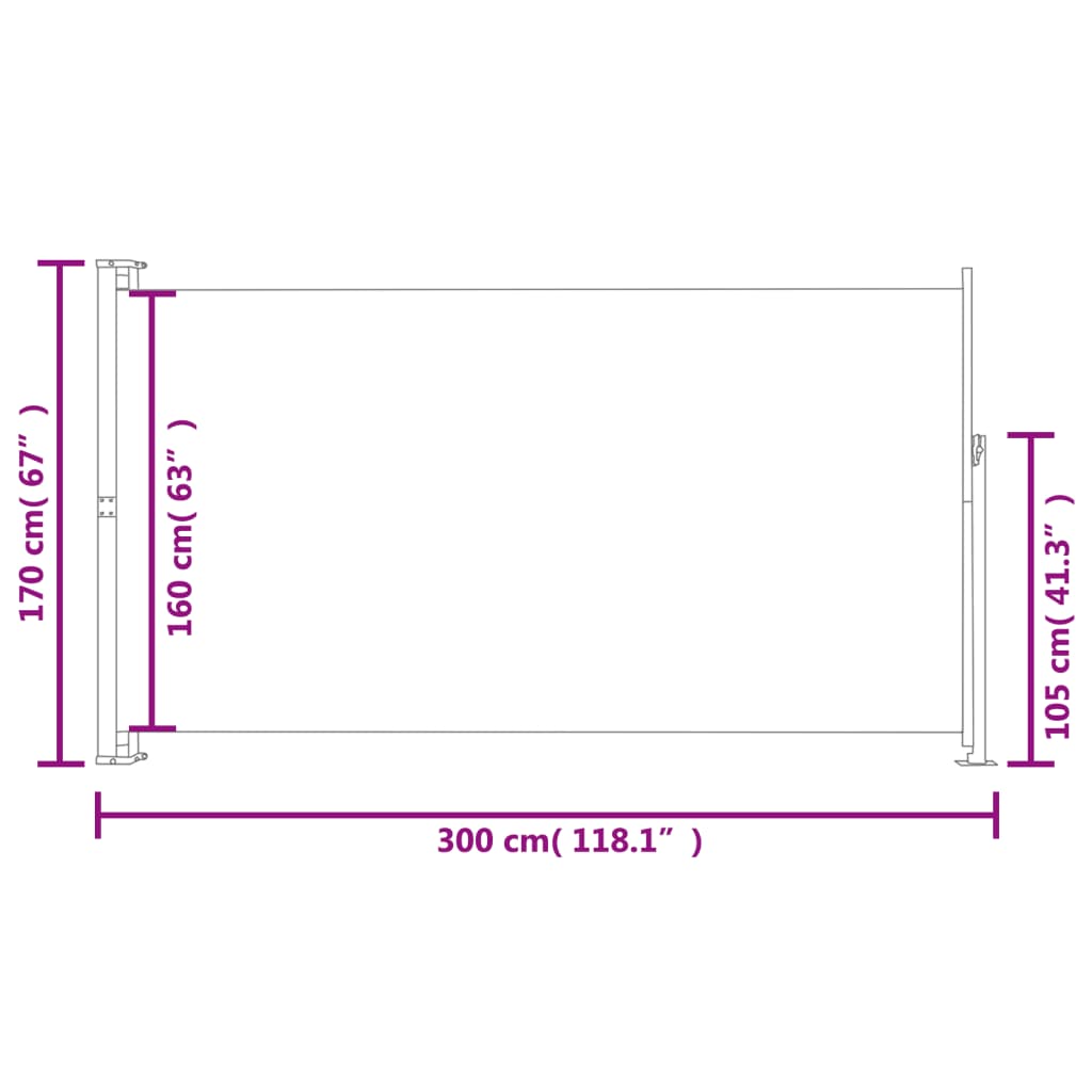 Extendable side awning 170×300 cm red