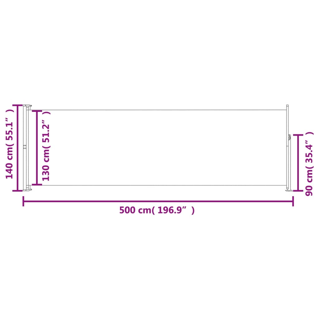 Extendable side awning 140×500 cm red