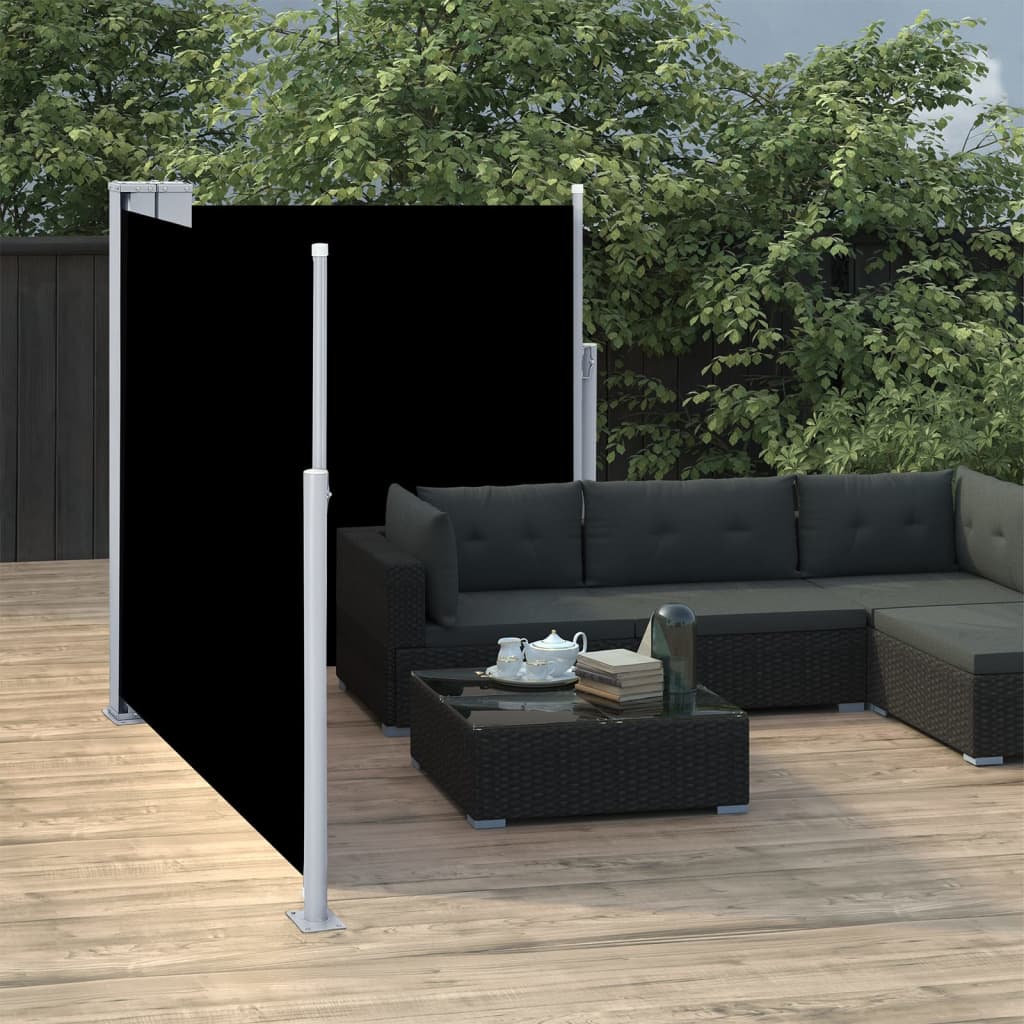 Store latéral extensible noir 100 x 600 cm