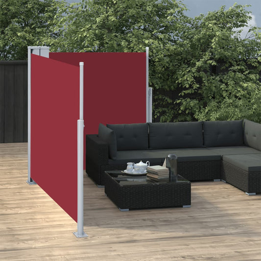 Extendable side awning red 100 x 600 cm