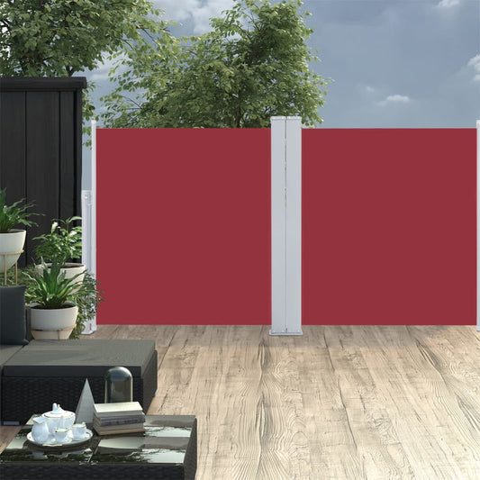 Extendable side awning red 120 x 600 cm