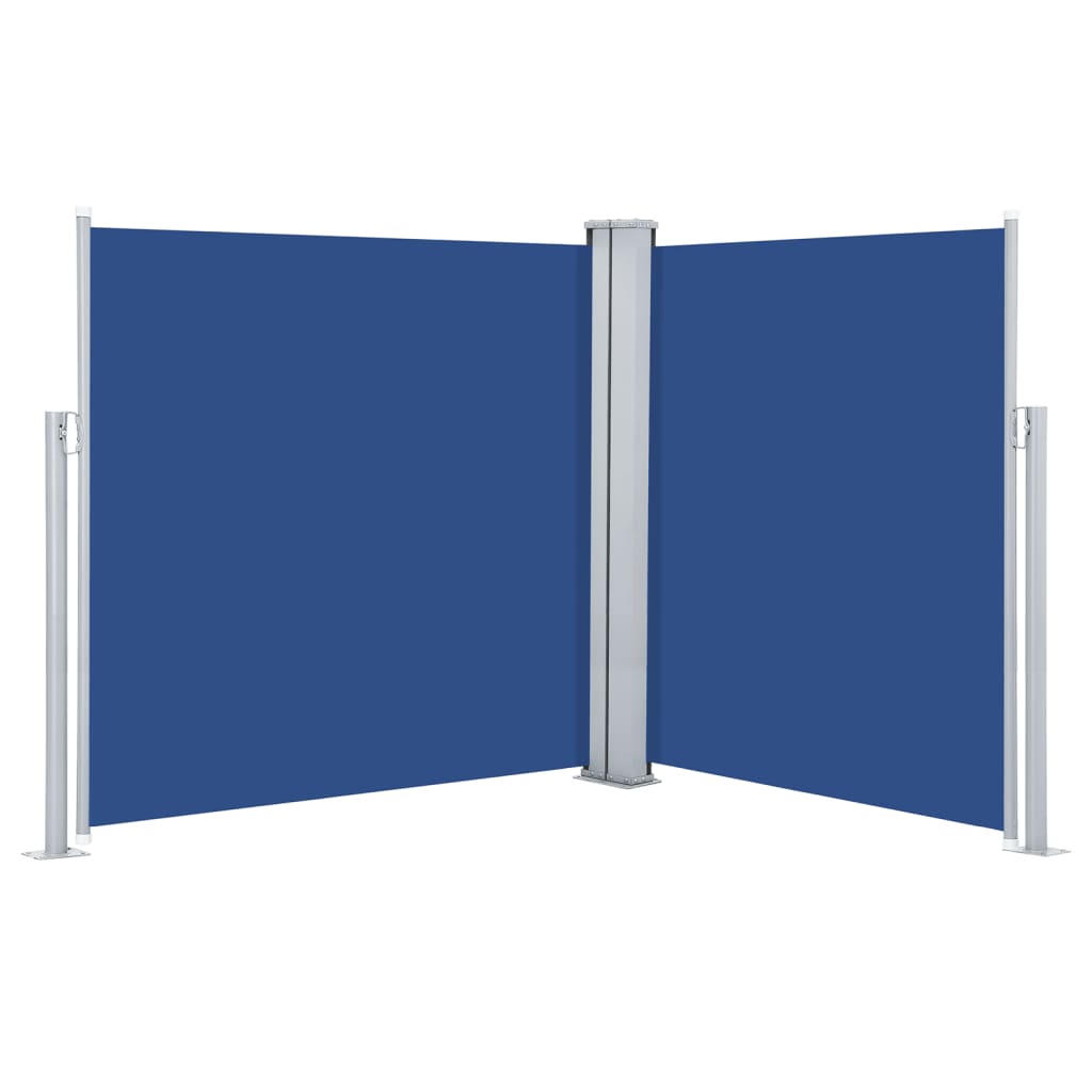 Extendable side awning blue 140 x 600 cm