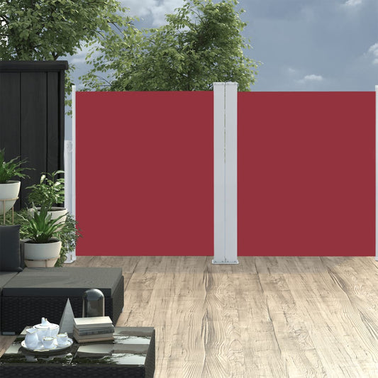 Extendable side awning red 160 x 600 cm