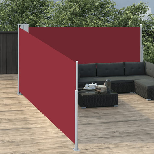 Extendable side awning red 100 x 1000 cm