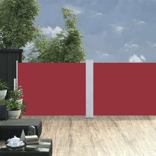 Extendable side awning red 120 x 1000 cm