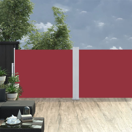 Extendable side awning red 140 x 1000 cm