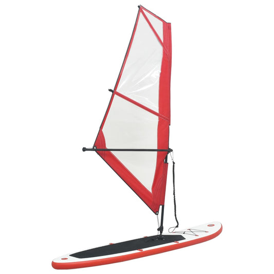 Inflatable SUP board with sail set red and white