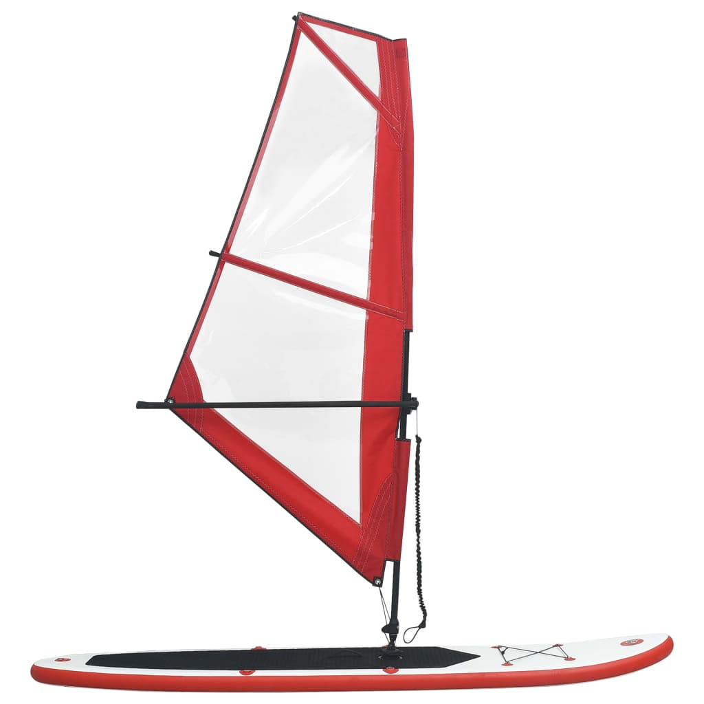 Inflatable SUP board with sail set red and white