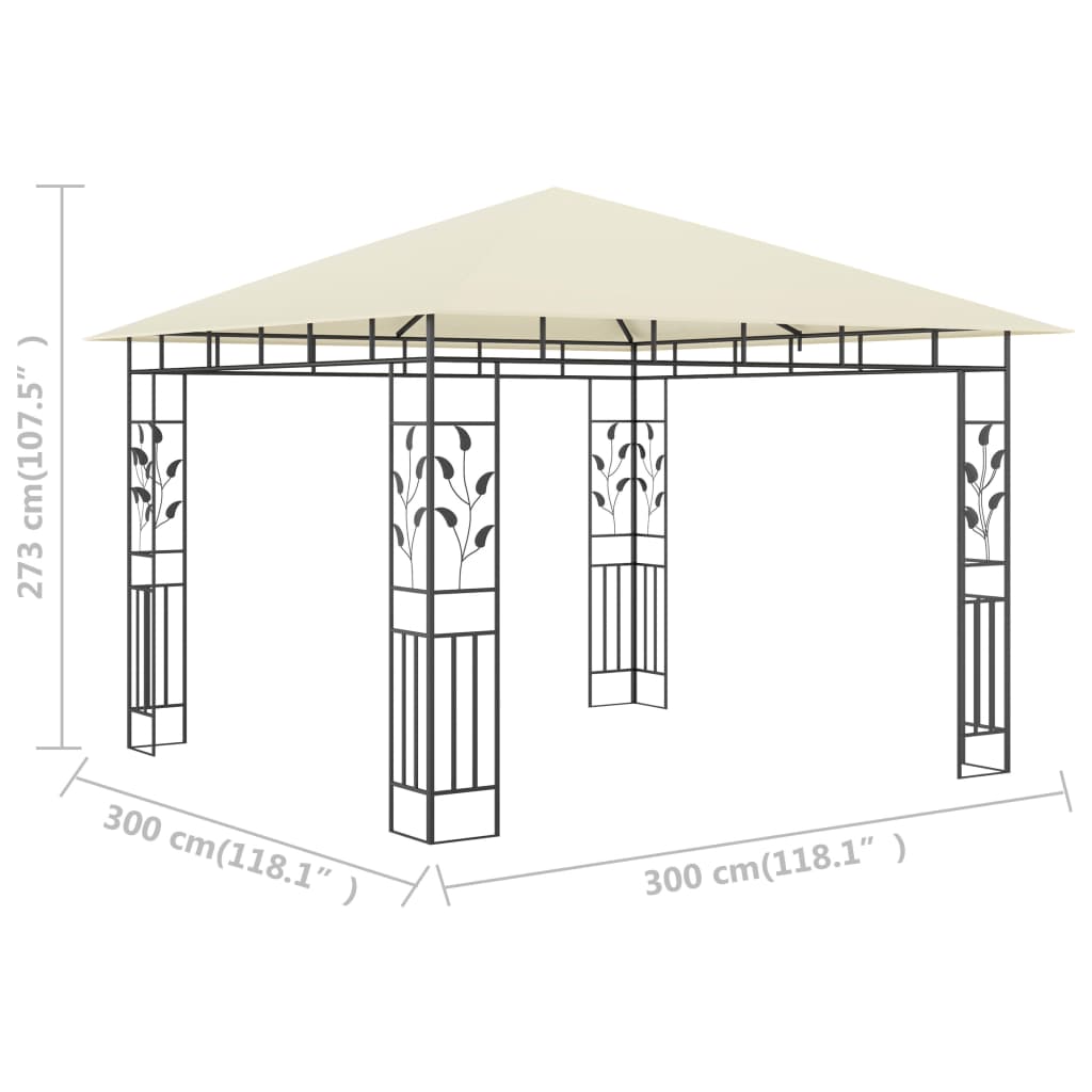 Gazebo with mosquito net 3x3x2.73 m cream 180 g/m²