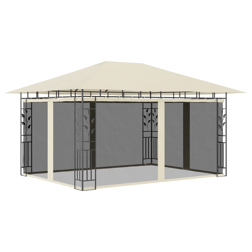 Gazebo with mosquito net 4x3x2.73 m cream 180 g/m²