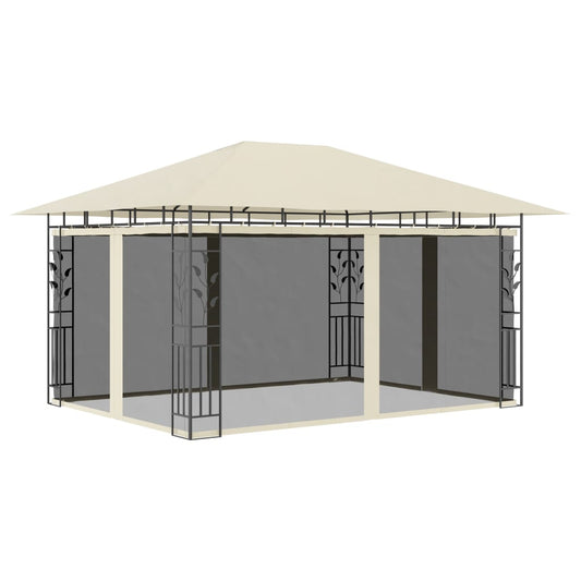 Gazebo with mosquito net 4x3x2.73 m cream 180 g/m²