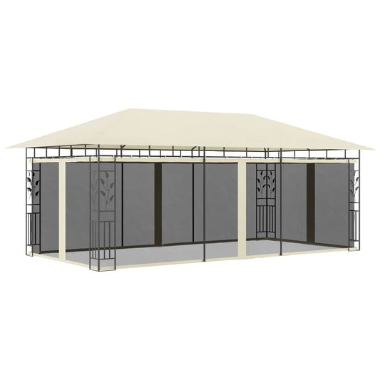 Gazebo with mosquito net 6x3x2.73 m cream