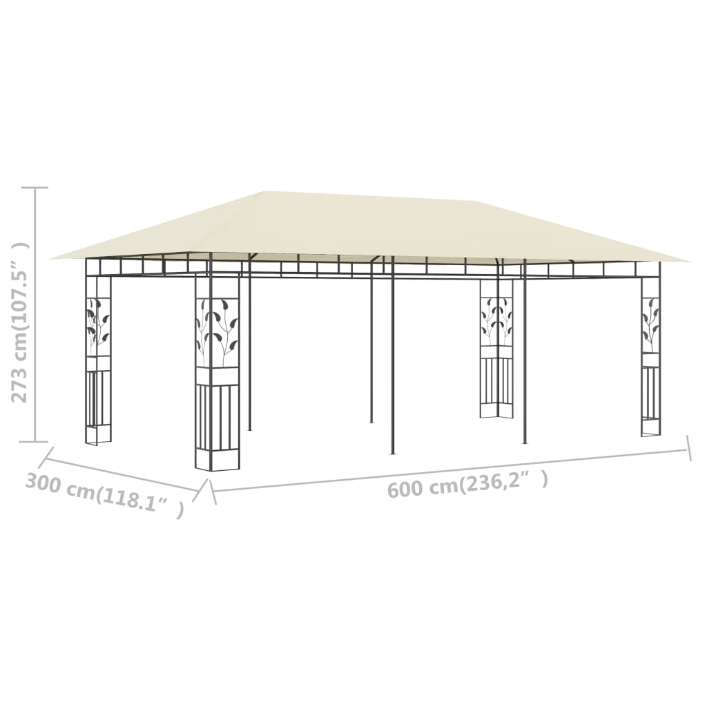 Tonnelle avec moustiquaire 6x3x2,73 m crème