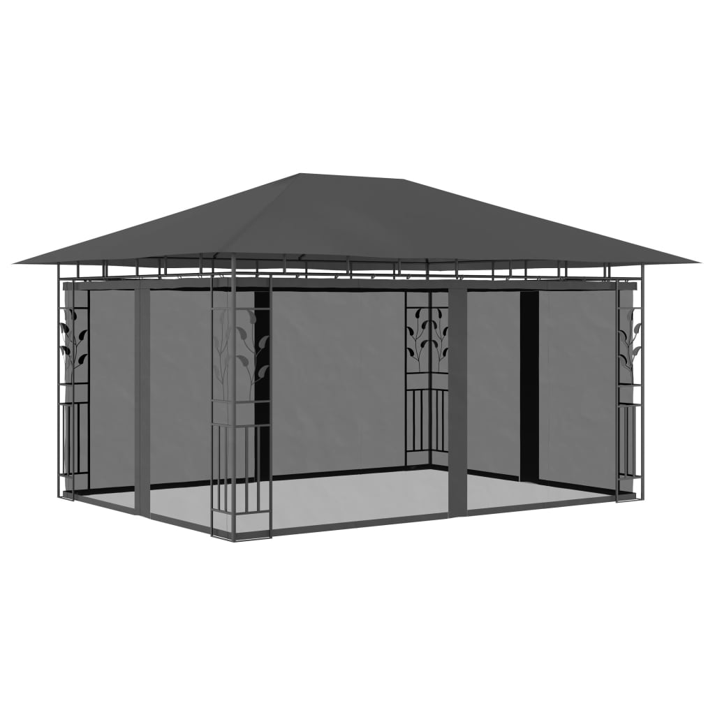 Gazebo with mosquito net 4x3x2.73 m anthracite 180 g/m²