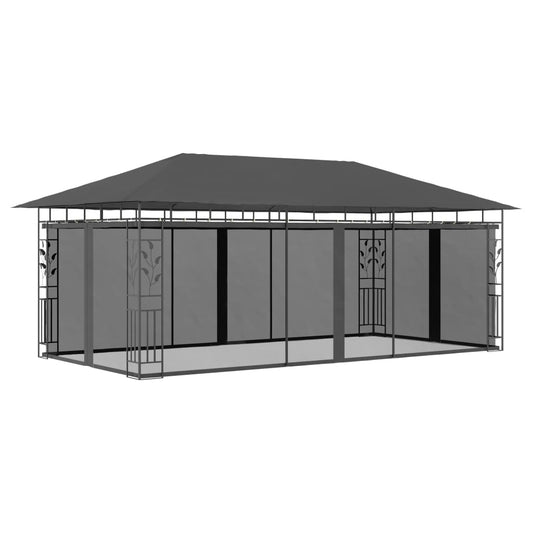 Gazebo with mosquito net 6x3x2.73 m anthracite