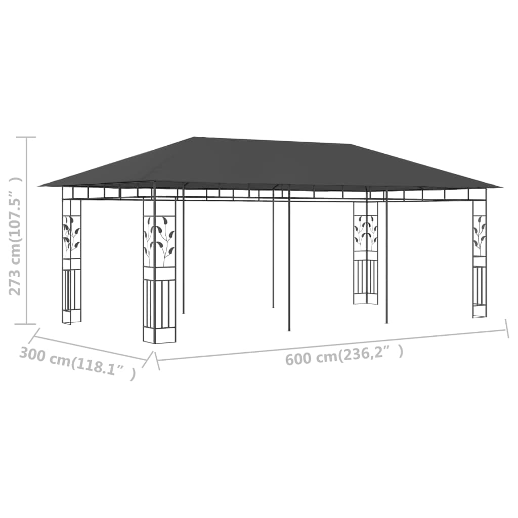 Gazebo with mosquito net 6x3x2.73 m anthracite