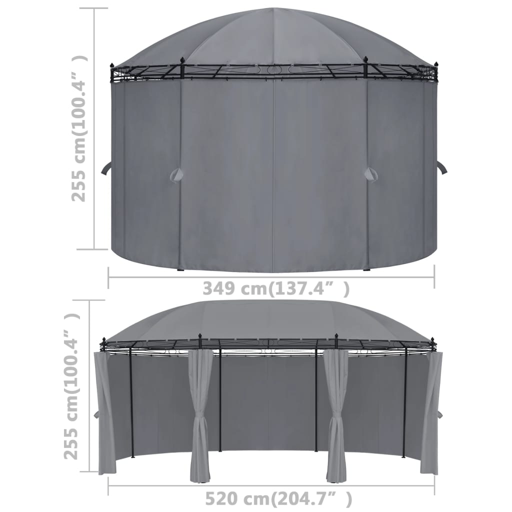 Gazebo with curtains 520x349x255 cm anthracite