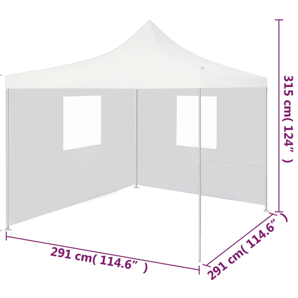 Professional foldable party tent with 2 side walls 3x3m steel white
