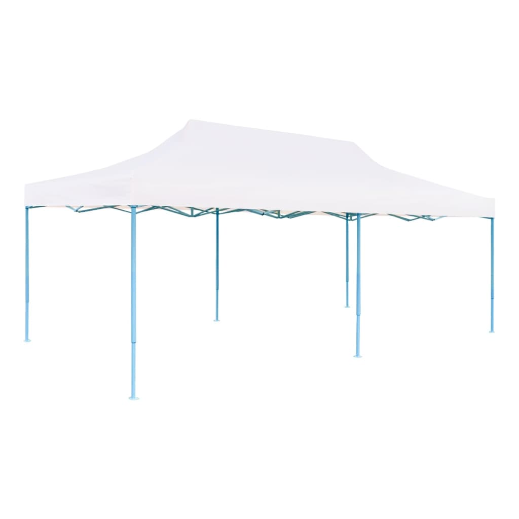 Pop-Up Partyzelt mit Seitenwänden Faltbar 3x6 m Stahl Weiß