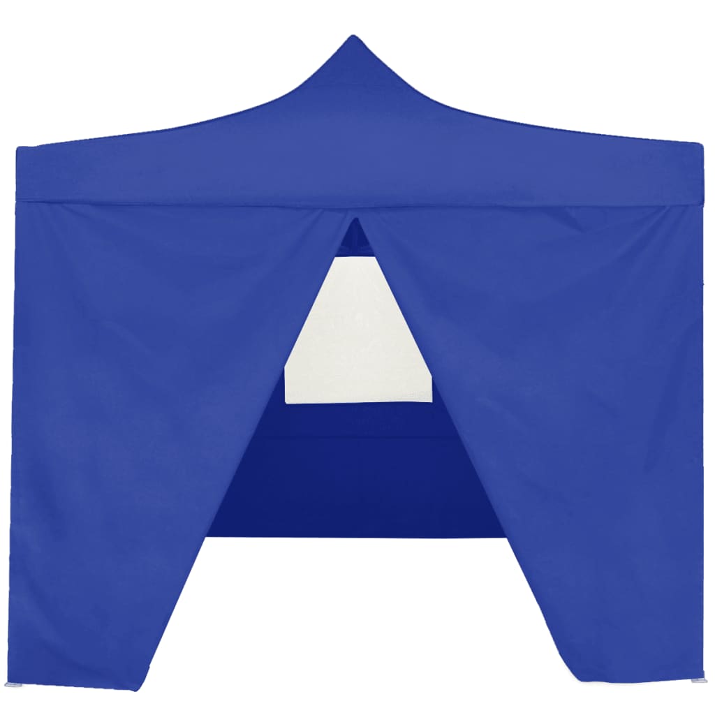 Tente de fête professionnelle pliable avec 4 parois latérales 2×2m bleu acier