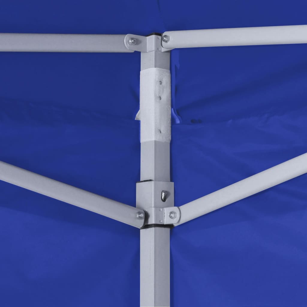 Tente de fête professionnelle pliable avec 4 parois latérales 2×2m bleu acier