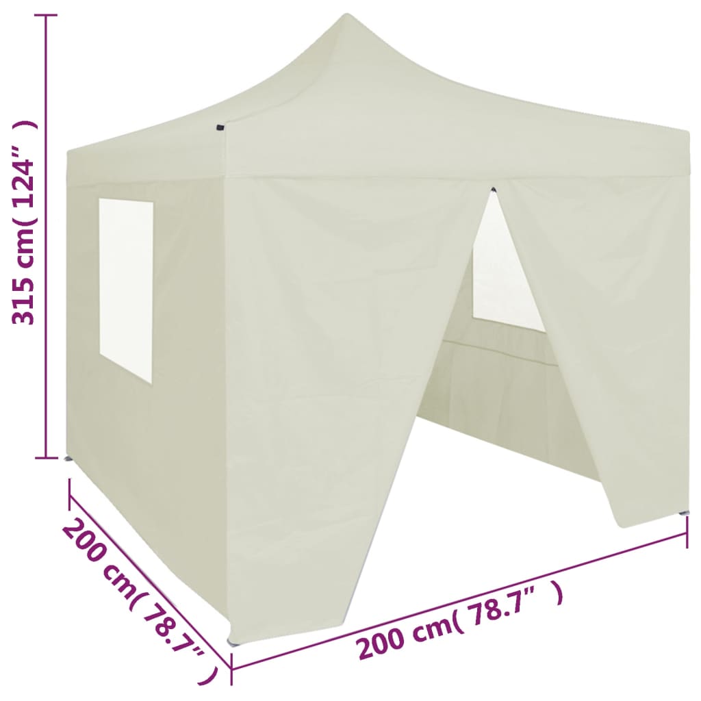 Professional foldable party tent with 4 side walls 2×2m steel cream