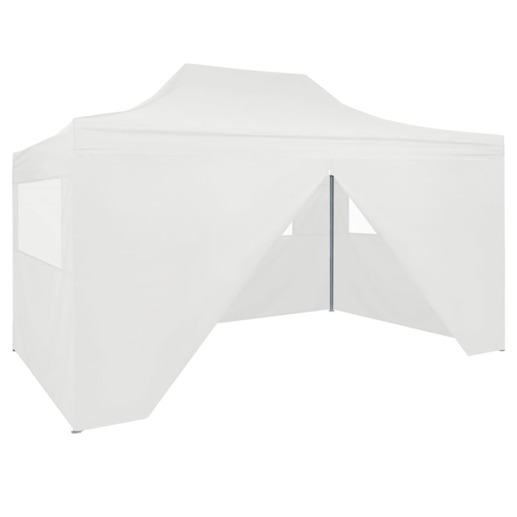 Profi-Partyzelt Faltbar mit 4 Seitenwänden 280x410x315 cm Stahl Weiß