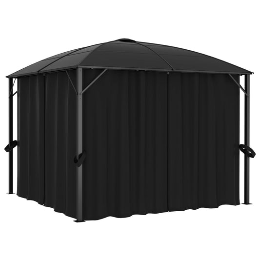 Gazebo with curtains 300 x 300 x 265 cm anthracite