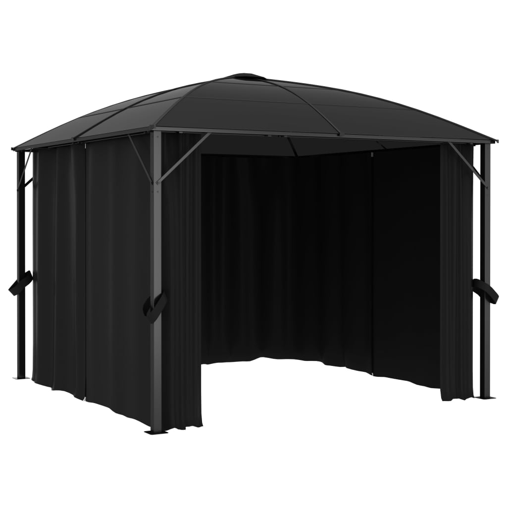 Gazebo with curtains 300 x 300 x 265 cm anthracite