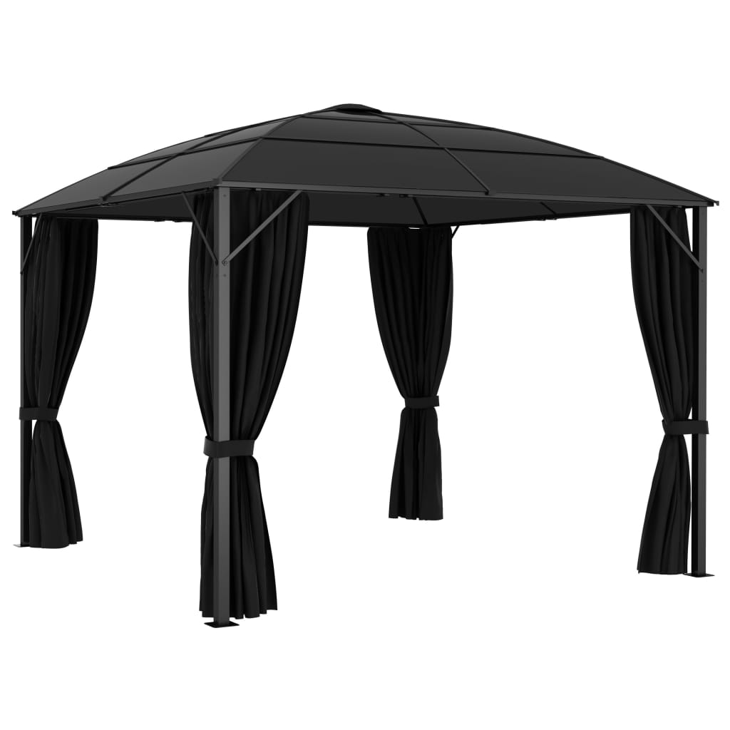 Gazebo with curtains 300 x 300 x 265 cm anthracite