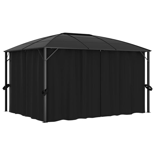 Gazebo with curtains 400 x 300 x 265 cm anthracite
