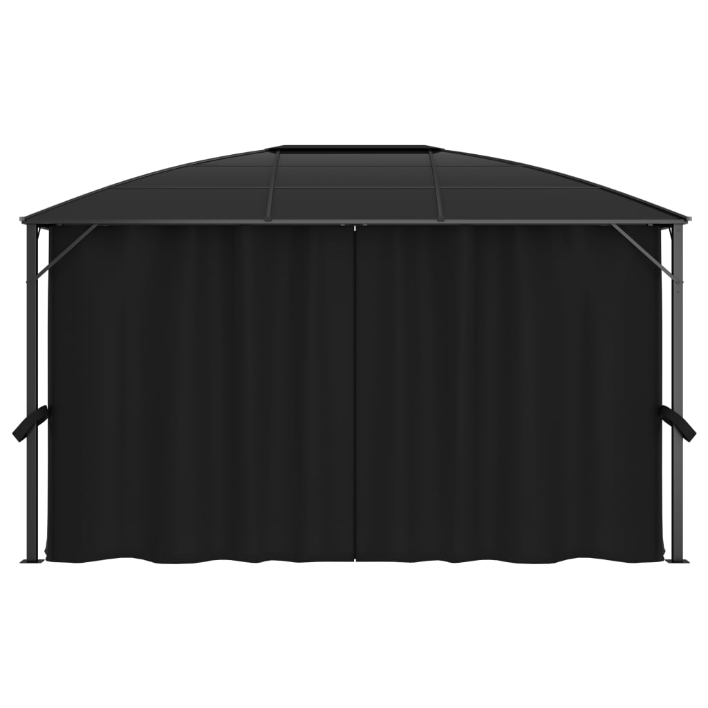 Gazebo with curtains 400 x 300 x 265 cm anthracite