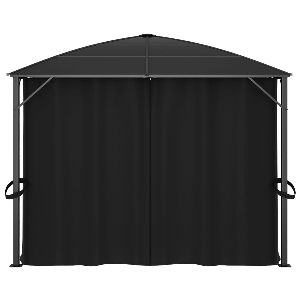 Gazebo with curtains 400 x 300 x 265 cm anthracite