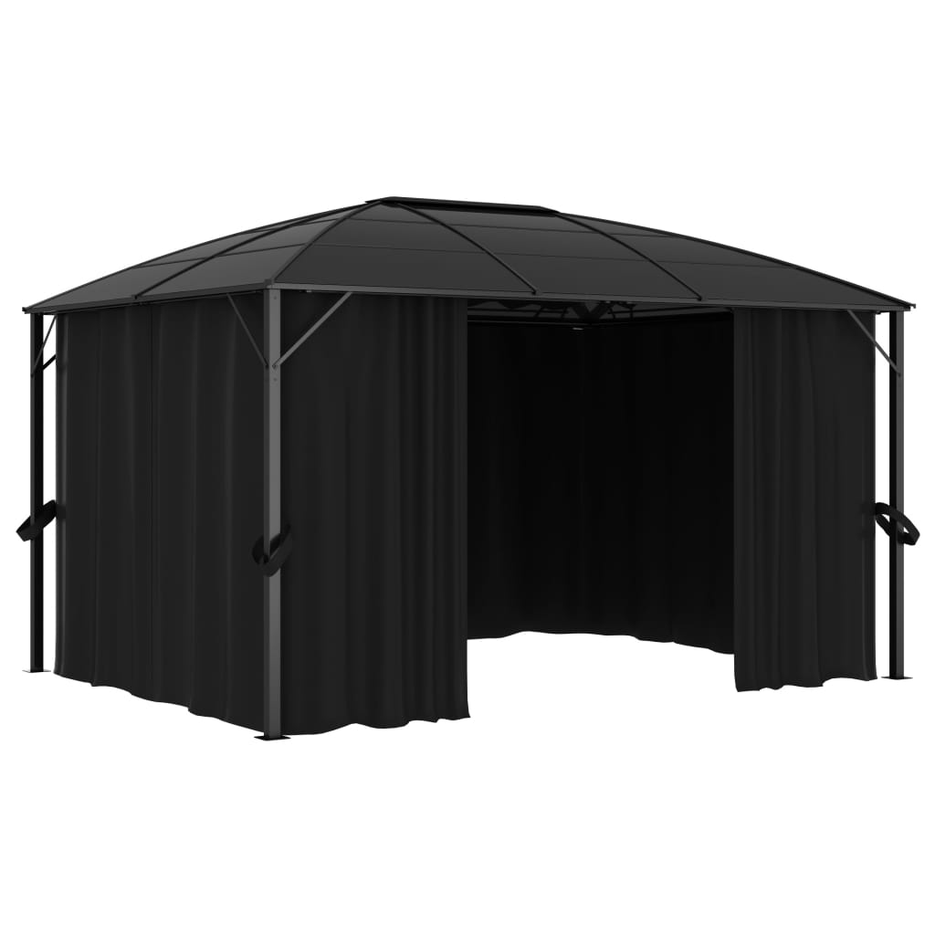 Gazebo with curtains 400 x 300 x 265 cm anthracite