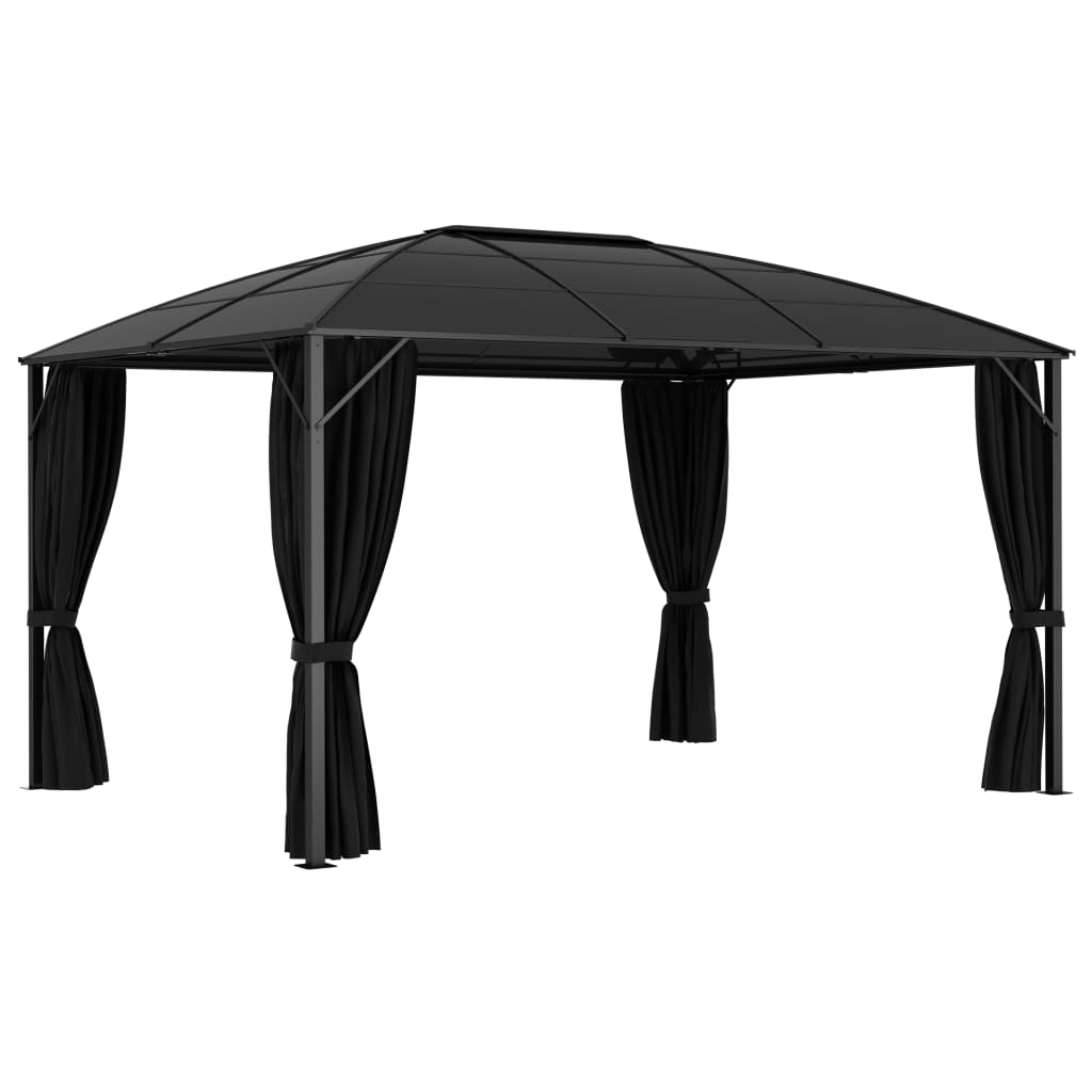 Gazebo with curtains 400 x 300 x 265 cm anthracite