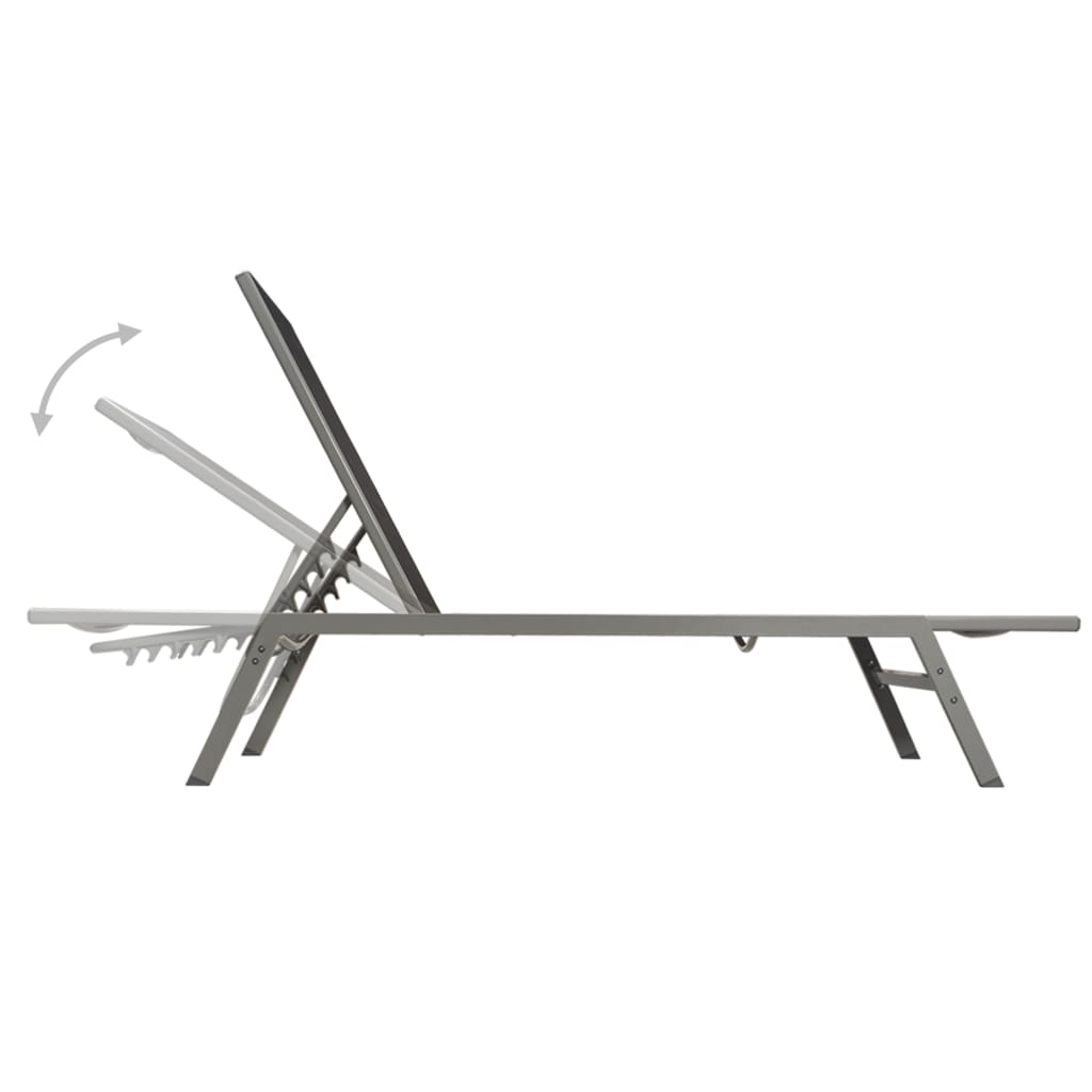 Sun loungers 2 pcs. with table steel and textilene black